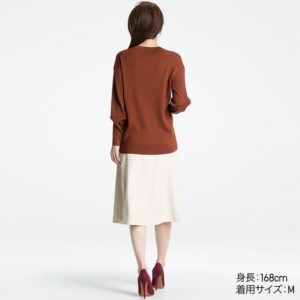 WOMEN メリノブレンドリブVネックセータ